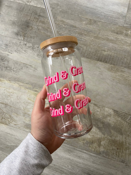 Grind & Grace - Glass Cup WITHOUT lid and straw