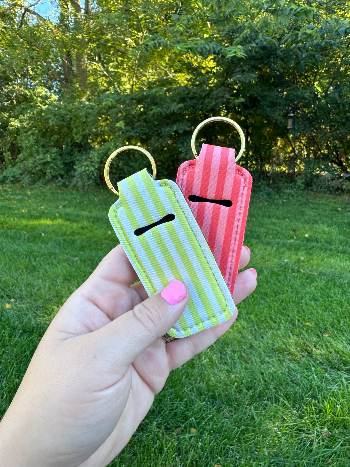 Striped Chapstick Keychain