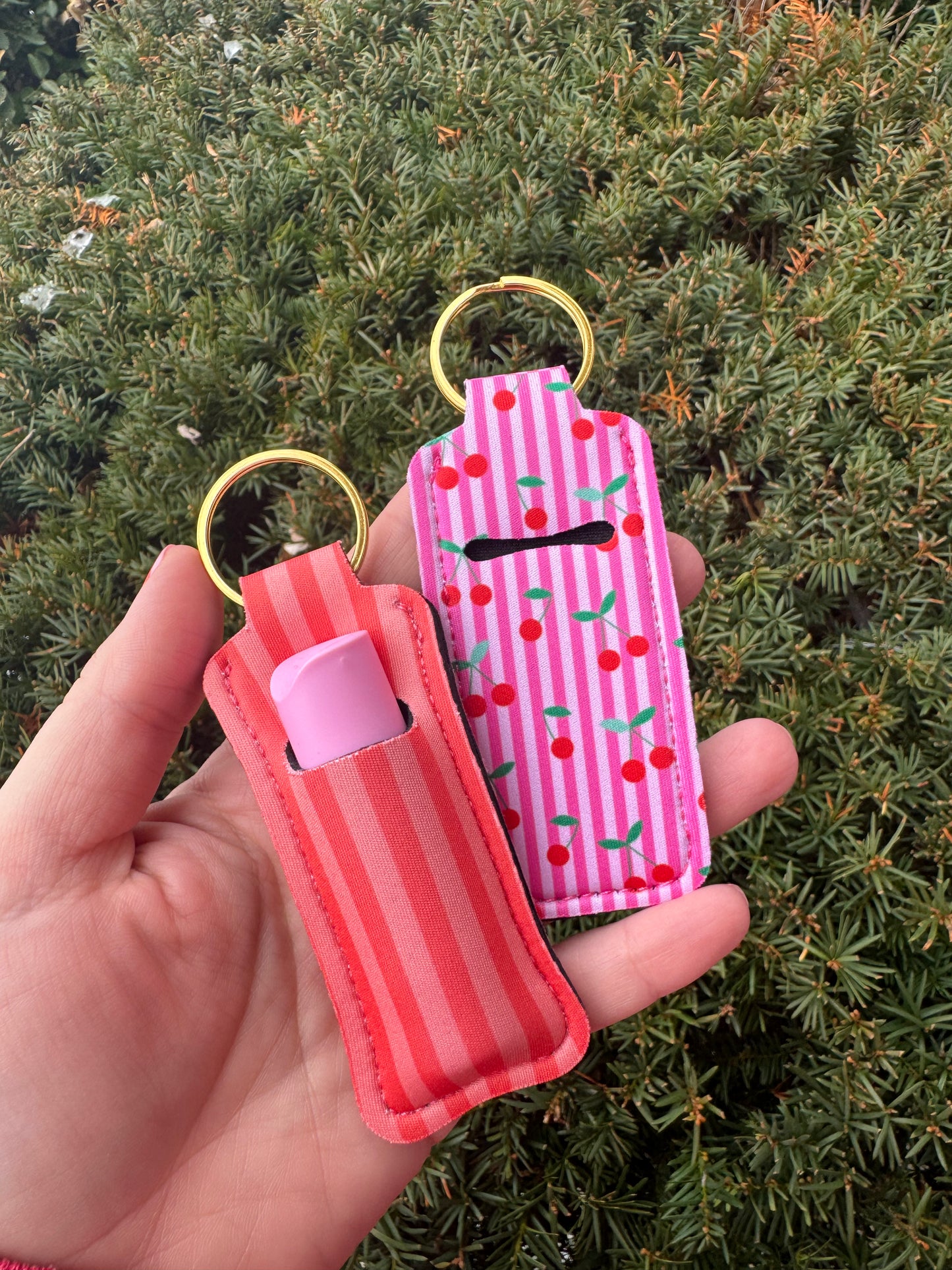 Striped Chapstick Keychains
