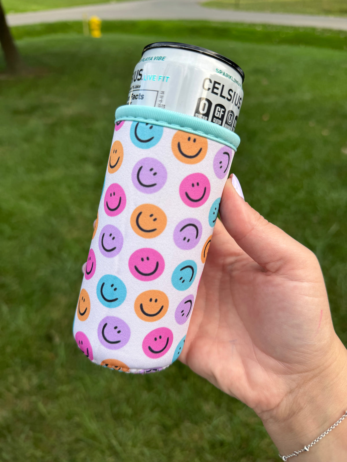 Happy Face Tall Can Sleeve