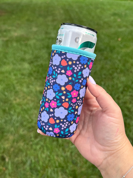 Blue Floral Tall Can Sleeve